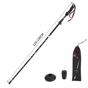 Lightweight Aluminum Alloy Five-Fold Collapsible Trekking Pole With Carbon Steel Tip Adjustable Length For Hiking & Camping