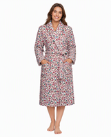 Peignoir en polyester doux à imprimé léopard, col châle, longueur intégrale, robe de chambre pour femme, vêtements d'intérieur, hiver
