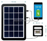Kit d'éclairage solaire portable ELETREE avec panneau solaire 6V 3W, deux ampoules LED, lampe torche et chargeur USB