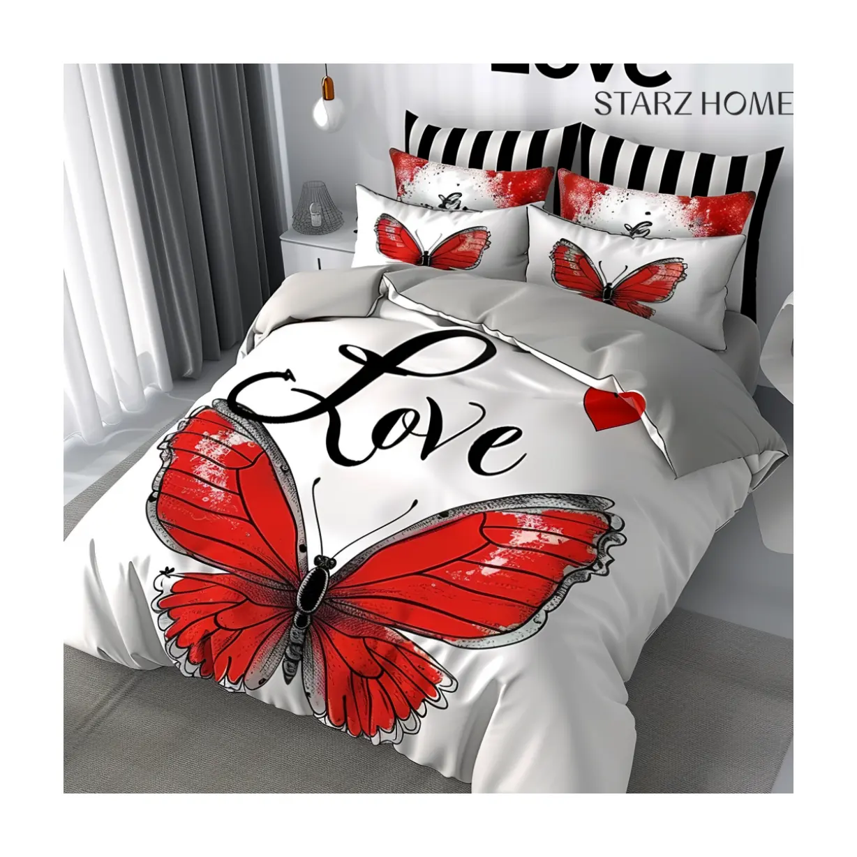 STARZ casa all'ingrosso casa farfalla a buon mercato lenzuola Hotel designer piumino biancheria da letto di lusso in cotone