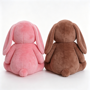 Par de conejos de peluche con orejas caídas personalizados, paquete de dos conejitos de peluche, dúo de conejos rosa y marrón - Product Image 3
