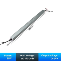 Alimentation LED ultra-mince longue en aluminium étanche DC24V 36W à tension constante, driver LED simple AC170-250V pour bande lumineuse LED