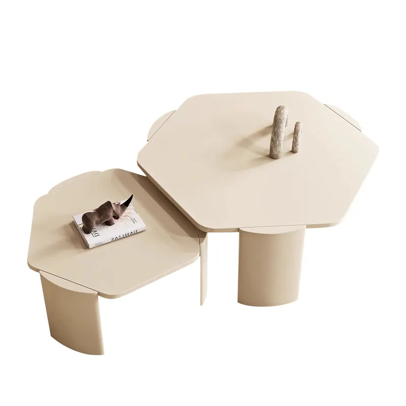 Conjunto de mesa de chá pequeno e minimalista, designer italiano, mobília moderna de madeira estilo creme francês para casa e sala de estar