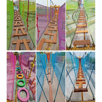 Piquet de pneu pour enfants de rêve parcours d'obstacles corde en polyester tricoté pont pivotant pour terrain de jeu en réseau extérieur