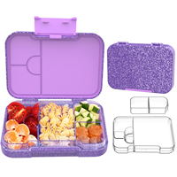 Boîte à lunch pour tout-petits AOHEA, 4 compartiments, boîte bento avec 2 inserts amovibles, certifiée CPC, sans BPA, boîte à lunch pour enfants