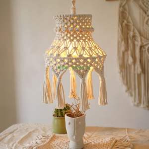 Abat-jour en macramé fait main bohème au design unique, respirant, en tissu uni, pour la décoration intérieure, accessoires de salon, vente chaude au Vietnam - Product Image 1