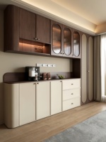 Buffet mural flottant sur mesure anti-poussière pour petit condo, cuisine ouverte, salle à manger, espace de rangement