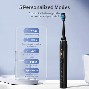 Cepillo de Dientes Sónico Eléctrico Recargable, Silencioso, 5 Modos, IPX7, 180 Días de Duración de la Batería, Temporizador, Cerdas de Nailon Dentales, <span class=keywords><strong>Negro</strong></span> - Product Image 3
