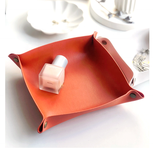 Youyue Premium Dual Side Pu Leather <strong>Storage</strong> <strong>Tray</strong> Faux Leather Desk Organizer Coin/Key <strong>Tray</strong> - Product Image 3