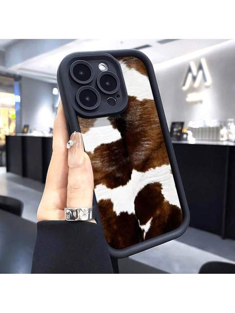 High Quality Cow Print Pattern Phone case for iPhone 17 Air 16 15 14 13 Pro Max Precision Hole Soft Shockproof Protective case