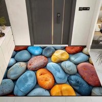 Tapis de salon géométrique personnalisé antidérapant et résistant aux taches, tapis d'entrée en velours cristal imprimé, tapis de sol pour la maison