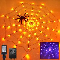 Guirlande lumineuse LED pour Halloween Toile d'araignée Décoration LED Fantôme pour intérieur extérieur Maison hantée Festival Fête Vacances