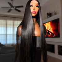 Pelucas de Cabello Humano Liso con Encaje Frontal HD 13x6, Sin Pegamento, Pre-Desplumadas, Negras Naturales, Largas, de Cabello Virgen, Venta al por Mayor, Proveedor OEM, Fábrica