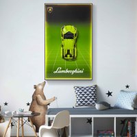Peinture décorative LED en bande, style moderne et abstrait, avec motifs de blocs de construction et de voitures de sport, à suspendre - Offre Spéciale