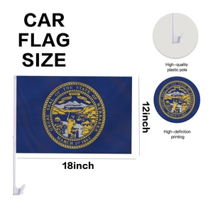Bandera Personalizada para Ventana de Auto con Logotipo de Nebraska, 12x18 Pulgadas, Doble Cara, Poliéster, Bandera Deportiva del Estado Cornhusker con Clip y Soporte - Product Image 2