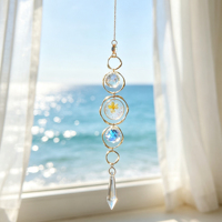 Pendentif attrape-soleil artisanal, boule de cristal colorée, pendentif attrape-soleil circulaire lumière et ombre