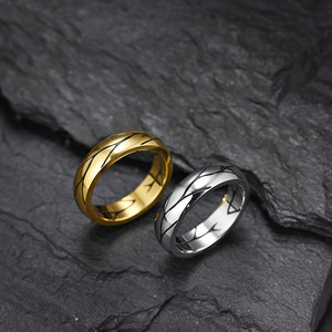 Anillo de Acero de Titanio para Hombre, Chapado en Oro, con Patrón de Planta, Texturizado, Joyería de Moda, Regalo - Product Image 2