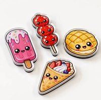 Aimant de réfrigérateur personnalisé en acrylique, style dessin animé mignon Kawaii, 3 mm, découpe à la forme, impression UV, support magnétique noir, en gros