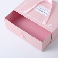Kotak Kado Ramadan Eid Mubarak dengan Pegangan, Kotak Kertas Laci Warna Pink dengan Logo Kustom Grosir