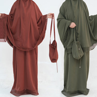 Nouvel ensemble de prière Abaya 4 pièces en soie de Médine à manches longues et dentelle – Nouvelles tendances pour femmes musulmanes