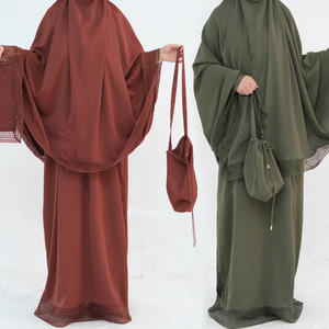 Nuevo Conjunto de Oración Abaya de 4 Piezas con Encaje de Seda <span class=keywords><strong>Medina</strong></span> y Manga Larga, Nuevas Tendencias para Mujeres Musulmanas - Product Image 1