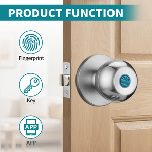 KROVI QX02 OEM/ODM Tuya App 生物识别指纹内外双用商用和住宅用电动智能旋钮锁门锁 - Product Image 3