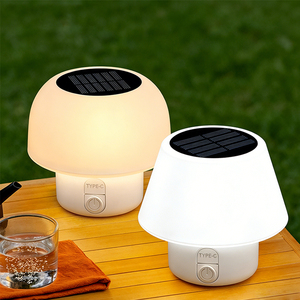 Solar <b>Table</b> Lamp Outdoor Indoor Portable Camping Mushroom Lamp LED 4 Modes IP66 Waterproof Patio Garden Bedroom Yard Restaurant - Product Image 1