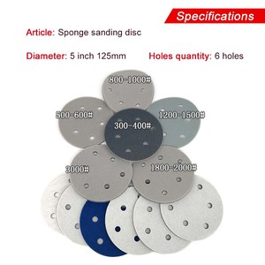 Disque de ponçage en mousse de 5 pouces à 6 trous avec fixation auto-agrippante, abrasif, pour ponçage humide et sec, idéal pour le métal, le bois et le polissage de meubles - Product Image 3