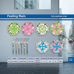 ร่มเด็กอัตโนมัติ Feeling Rain ขนาด 19x8 นิ้ว แบบตรง เปิดอัตโนมัติ ลายการ์ตูนแมว POE สำหรับกลับไปโรงเรียน - Product Image 3