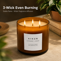 AIKUN - Fabrication sur mesure en usine, prix direct, contrôle qualité, bougie parfumée en verre ambré à la cire de soja pour spa