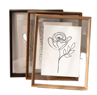 Cuadro de cristal biselado de doble cara personalizado al por mayor marco de madera foto flotante transparente arte de pared