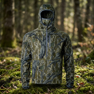 Sudadera con capucha de caza de pesca de manga larga con estampado de sublimación con protección UV y forro polar térmico para equipo de invierno al aire libre - Product Image 3