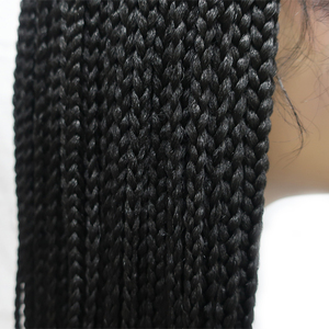Nouveautés en gros Perruque synthétique Lace Front courte tressée style Box Braid avec dentelle marron clair sans colle - Product Image 3