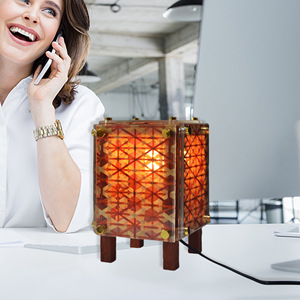 Bamboo Woven Acrylic Table Lamp E27 LED Switch Control Modern Minimalist Chinese Style Desk Lamp For Home Hotel Tea Room - Product Image 1