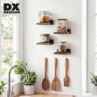 Étagères murales flottantes carrées en bois naturel DX Designs, 5 pouces, pour plantes, salle de bain, cuisine