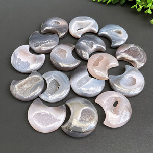 Lunas de Ágata Druzy Talladas a Mano al por Mayor, Artesanías de Piedras Semipreciosas, <span class=keywords><strong>Luna</strong></span> de Geoda Druzy - Product Image 2