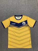Ensemble de football professionnel à séchage rapide, jaune et bleu marine, maillot de football à col rond, short, tenue pour les compétitions sportives des clubs pour adultes