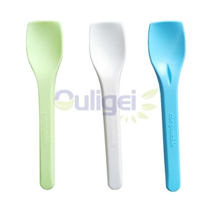 Vente en gros jetable 100% compostable amidon de maïs 6 pouces cuillère à glace en plastique mini yaourt cuillère à crème glacée cuillère à fromage - Product Image 5