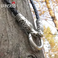 Collier en cuir loup viking pour hommes, pendentif loup nordique, amulette, bijoux vintage punk rétro