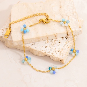 18K Gold Plated Women's Trendy Stainless Steel Bracelet Stylish Chain Link <b>Charm</b> Bracelets for Anniversary Colorful Fashionable - Product Image 3