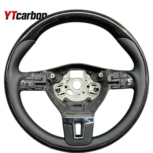 พวงมาลัยหุ้มหนังและคาร์บอนไฟเบอร์ YTcarbon สำหรับรถยนต์ Sharan Passat Variant EOS California Amarok <span class=keywords><strong>T5</strong></span> Transporter <span class=keywords><strong>Caravelle</strong></span> ปี 2009-2016 - Product Image 1