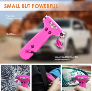 Kit d'urgence routière rose pour voiture avec câbles de démarrage, corde de <span class=keywords><strong>remorquage</strong></span>, fusée de signalisation LED et sifflets – Trousse d'outils de sécurité d'urgence pour femmes - Product Image 1