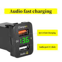 Prise de chargeur de voiture pour Toyota avec port de charge rapide, port de lecture de clé USB audio et affichage de voltmètre numérique, interrupteur modifié d'origine usine