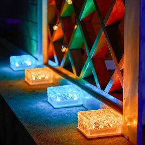 Luci colorate per gelato in mattoni a LED cubetti di ghiaccio decorativi ABS lampada da giardino a energia <span class=keywords><strong>solare</strong></span> da esterno impermeabile Multi colore - Product Image 1