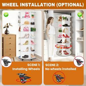 <span class=keywords><strong>Zapatero</strong></span> Giratorio de 7 Niveles con 4 Ruedas Universales, Diseño Giratorio de 360°, Multifuncional, Independiente, para Almacenamiento y Exhibición - Product Image 4