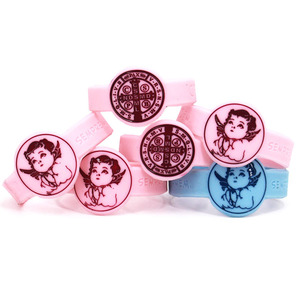 Pulseras de Silicona Personalizadas con Diseño de Ángel, Impermeables, Decorativas para Niños, en Colores Rosa y Azul - Product Image 3