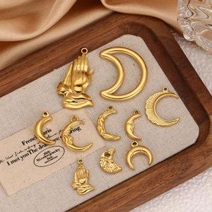 Breloques en forme de <span class=keywords><strong>croissant</strong></span> de lune pour la prière islamique, imperméables, en acier inoxydable, pendentifs souriants pour bracelets, boucles d'oreilles, accessoires de bijoux - Product Image 3