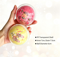 Balle créative de Noël faite à la main de 6 cm en mousse, argile et TPR, jouet anti-stress à presser, coque transparente, pour fêtes de fin d'année, garçons et filles