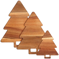 Ensemble de planches à découper de cuisine avec poignées, accessoires de cuisine en acacia, planche à découper en forme de sapin de Noël, planche à charcuterie