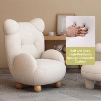 Fauteuil enfant en polaire sherpa motif ours, mini tabouret paresseux en peluche douce, canapé individuel pour tout-petits et enfants, usage domestique